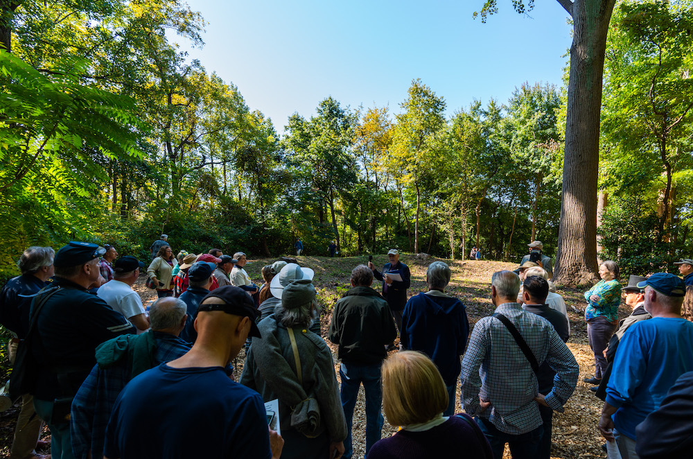 Members of the Bull Run Civil War Roundtable give redoubt tour
