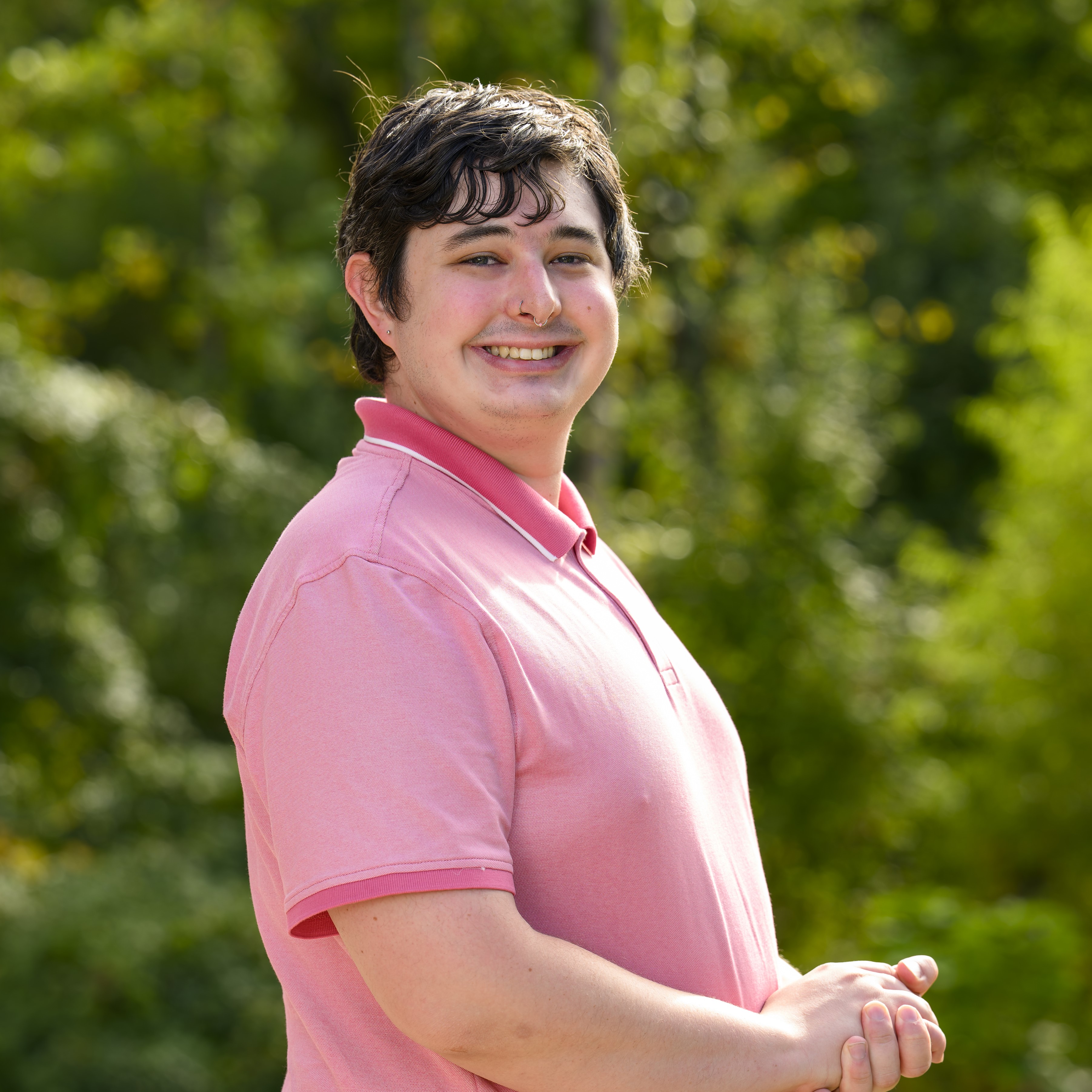 Jo Wilson in a pink polo.