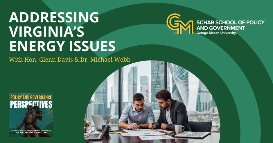 The text "Addressing Virginia's Energy Issues with Hon. Glenn Davis and Dr. Michael Webb