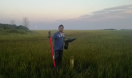 Mithun Deb Stands In a field