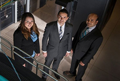 Engineering students Liz Estes, Christian Donose, and Ram Bista 