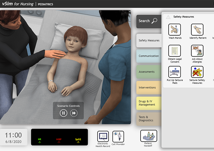 Computer simulation of boy in hospital bed 