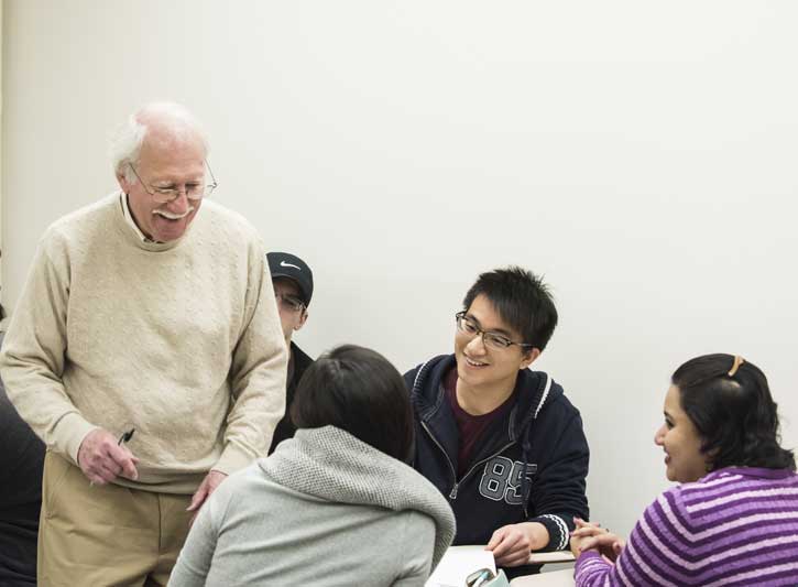 Don Gallehr in the classroom with students