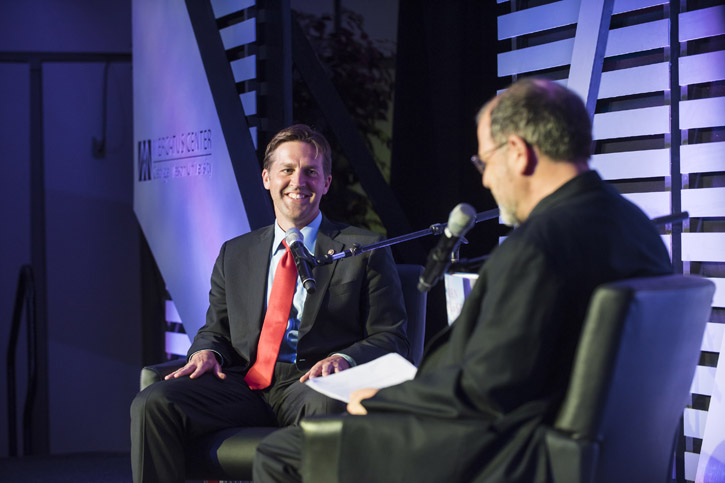 U.S. Sen Ben Sasse sitting with Tyler Cowen at the Mercatus Center in Arlington
