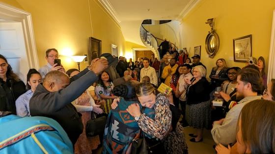 Guests at Woodlawn & Pope-Leighey House for the exhibit. Photo by Woodlawn & Pope-Leighey House.