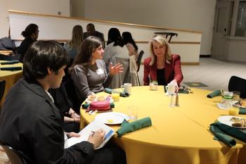 Honors College students practice networking with healthcare industry leaders during the Professional Development Roundtable.